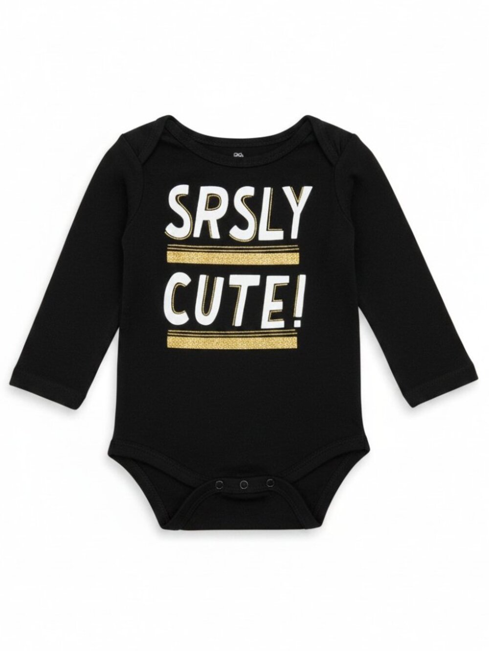 6/$12 💥♻ Okie Dokie "Srsly Cute" LS Black Infant Bodysuit | Size 18m | 0030